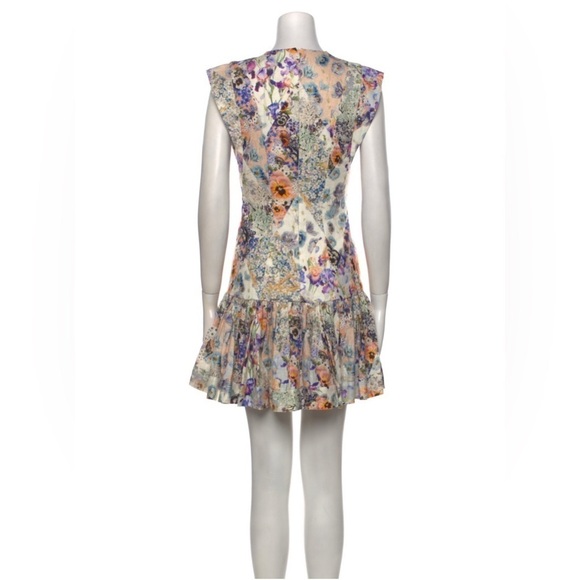 ZIMMERMANN 100% Linen Tama Flounce Short Dress in Diamond Splice Print 0 NWT - Picture 10 of 11